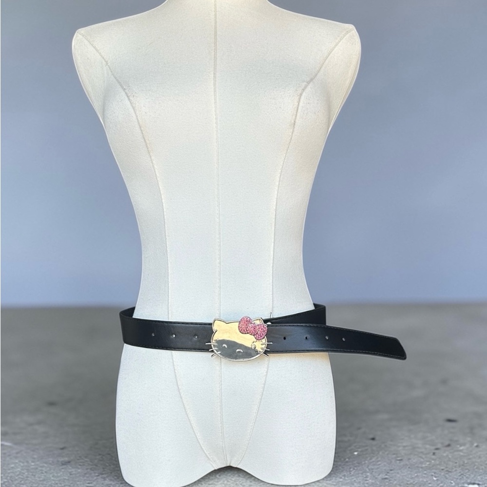Hello Kitty Black Belt with Gold Character Buckle and Pink Bow